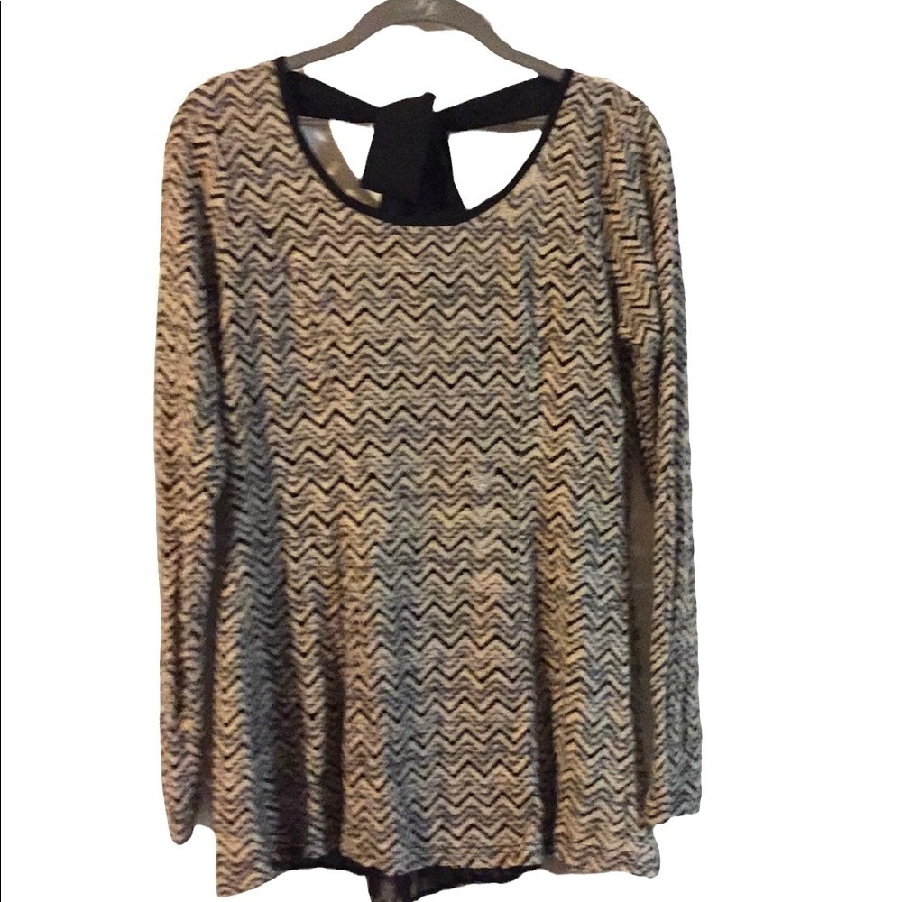 𝅺WhimsyGoth sweater tan black loose lightweight Chevron weave sheer back pleat